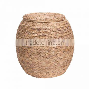 Large Round Water Hyacinth Storage Basket with Lid