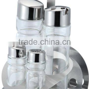 Factory Stainless Steel Condiment Glass Oval Oil and Vinegar Bottle Holder photo-6