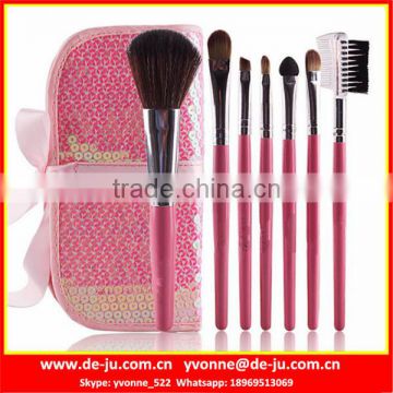 Pink Paillette Bag 7pcs Makeup Brush Set