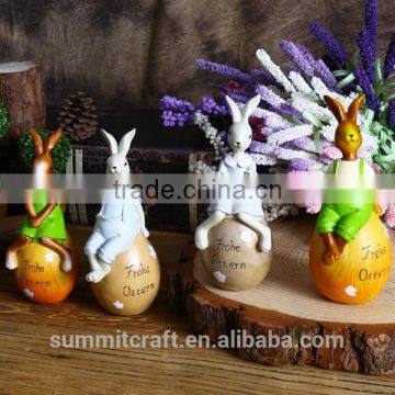 Resin Bunny Sitting on Egg Figurine Easter Decoration photo-6