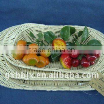 Egg shaped rattan iron frame storage oval fruit tray