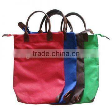 600D oxford document bag with leather handle