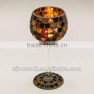 Red Mosaic Goblet Candle Holders photo-4