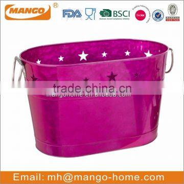 Customized bright purple galvanized steel christmas ice bucket