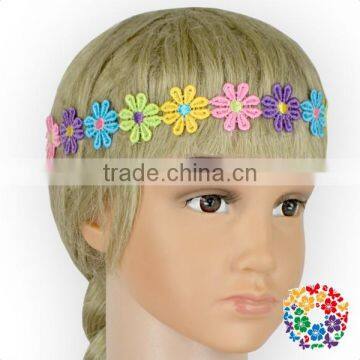 Adorable Kids Rainbow Flower Headband Back Elastic Flower Hair Wreath photo-5