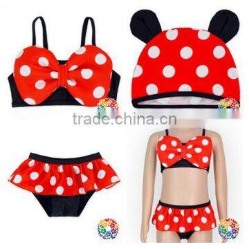 White Dots Red Black Bow Top Ruffle Bloomers Lovely Two Pieces Baby Bikini Swimsuit