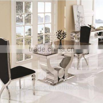 A8035 Modern Design Clear Glass Top Dinning Table With Stainless Steel Feet photo-4