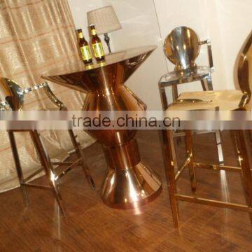 BT9001 Gold Bar Table and Bar Chair Used