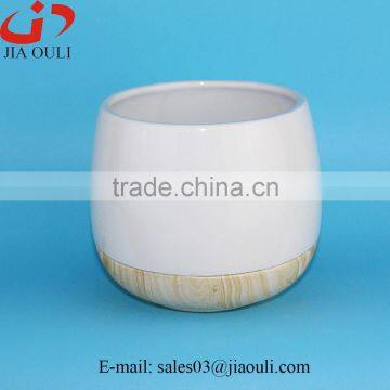 New Design Hot Sales Ceramic Wood Border Flower Pot, Plant Pot photo-3
