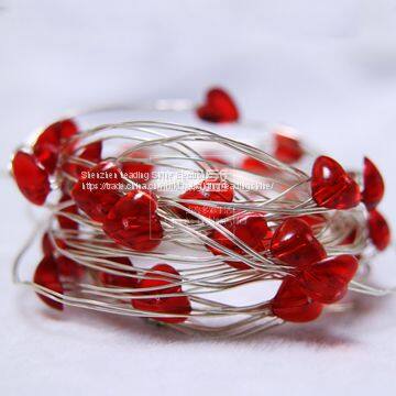 Pink Red Heart Valentine's Day Decoration Battery Operated Silver Wire Romantic Made in China Decoration Lights String photo-4