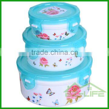 BPA free microwave safe seal plastic refrigerator food keep fresh bowl set 3 pieces/set