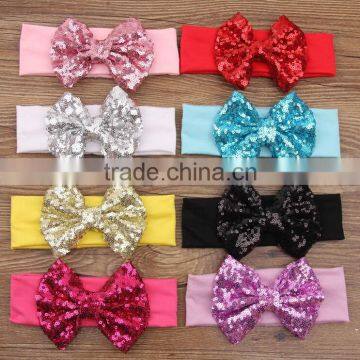 Sequin Bow Stripe Cotton Knot Headband Baby Headband Wholesale photo-4