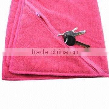 microfiber gym towel with zip pocket