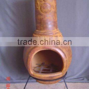 clay chimney with metal stand, fire shelf and lid