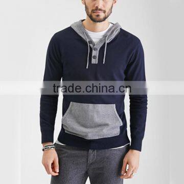 custom men button placket hoodie