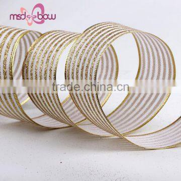Wholesale Single Sided Golden Wired Glitter Jute Ribbon for Gift Bow photo-2