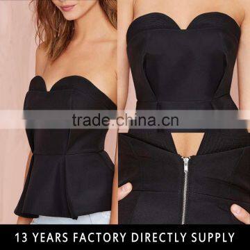 Black Ruffle Hem Design Lady Sexy Corset