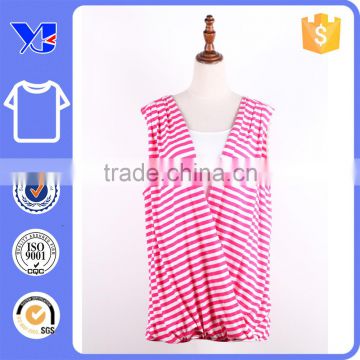 OEM Apparel Alibaba China Supplier Women Deep-V Sexy And Casual t-shirt with Strip