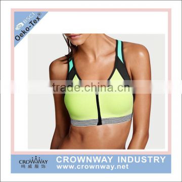 Hot Zip Front Gym Bra Custom Active Wear yoga Sports Bra