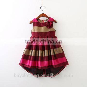 Kids Clothing Colorful Girl Party Dress Shiny Satin Appliqued Printing Dress photo-4