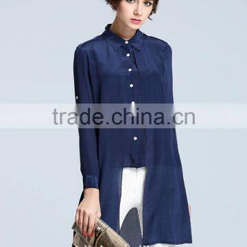 New Arrival Navy Fashion Ladies Long Shirt Designs Customized