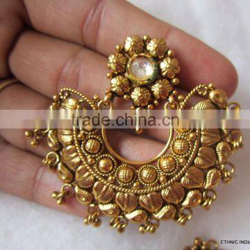 Dangler Gold Tone RAMLEELA Dangler POLKI EARRINGS photo-3