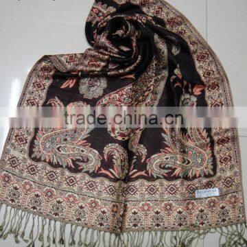 Fashion Australian Lady Classic Jacquard Paisley Floral Large Pashmina Viscose Shawl photo-2