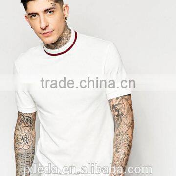 White pique 100% cotton men turtle neck t-shirt custom