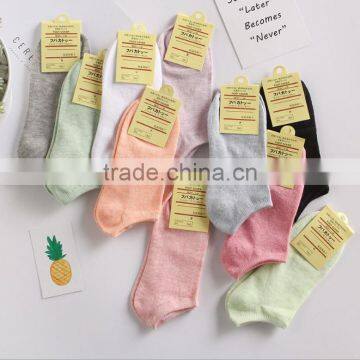 zm40573b Wholesale stock custom solid color socks women ladies fancy low-cut liners socks