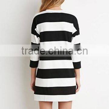 Women's Classic Stripes Split Mini 7 Minutes of Sleeve Dress photo-3