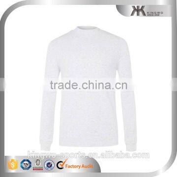Mens Light Grey Casual t Shirts Turtle Neck Blank T-shirt Long Sleeve Cotton t Shirts
