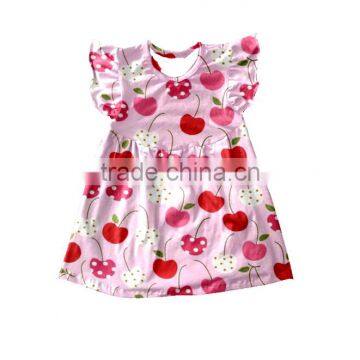 BY-D140 Children girl dress sleeveless beautiful girls princess cherry printed dresses valentine's