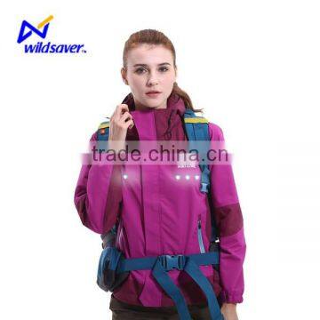 LED flashing waterproof custom winter jacket for women