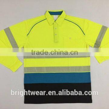 China Factory Contrast Color Reflective Safety Traffic High Visibility Polo Shirt photo-4