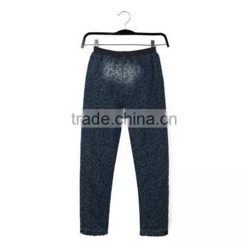 2017 Guangzhou Apparel Factory Pink Bow - Kont Warm Fleece Kids Ruffle Printed Jeans Pants photo-2