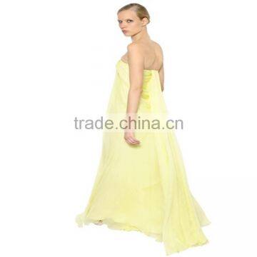 2016 Lastest Straplessv-plunge Neck Wedding Women Dress ,crepe Trail Floor Length Ladies Dress OEM photo-4