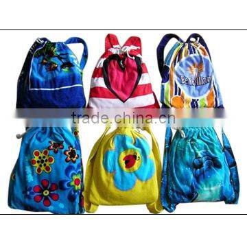 Cotton terry velour beach towel and bag set