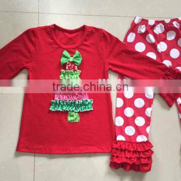 Winter 2016 baby christmas clothes sets latest tops designs girls cute clothing with ruffle outfits baby boutique wholesale