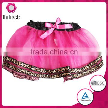 TOP quality cheap tutu pettiskirt girls skirt plain fabric wedding tutu red with leopard print