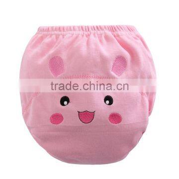 pink color design embroidered soft cotton waterproof reusable baby cloth diaper