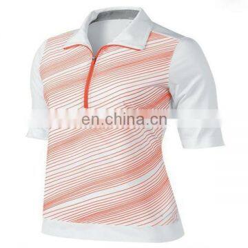 Accept sample order custom printed coolmax zipper golf shirt