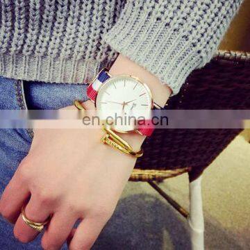 Golden Dial Quartz Watches British Retro Casual Canvas Belt Watches
