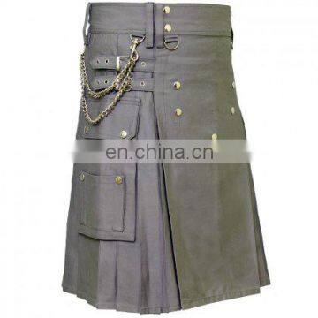 Modern Grey Utility Kilt with Metal Work