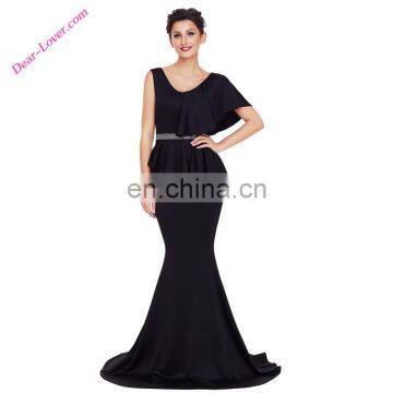 Black Peplum Mermaid Party Vestidos De Fiesta Prom Real Evening Dress