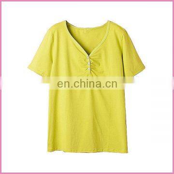 short sleeves casual v-neck summer blouse for women