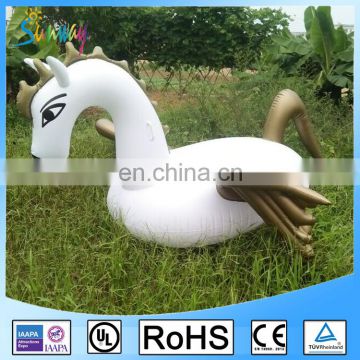 New Product 2017 Swim Water Float Inflatable Swan Gold Wings Pegasus Float Toy