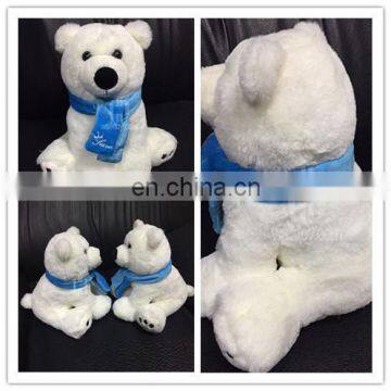 HI CE High quality polar bear plush toy with blue scarf for sale