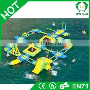 HI 0.6mm PVC tarpaulin water park, multiple inflatable water park equipment price