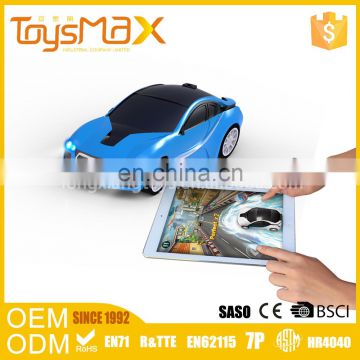 Unique design IOS and Android systerm intelligent miniature pocket racing car with challengeable tablet games