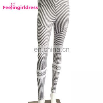 High Quality Elastic Custom Grey Striped Fitness Women Yoga Pants